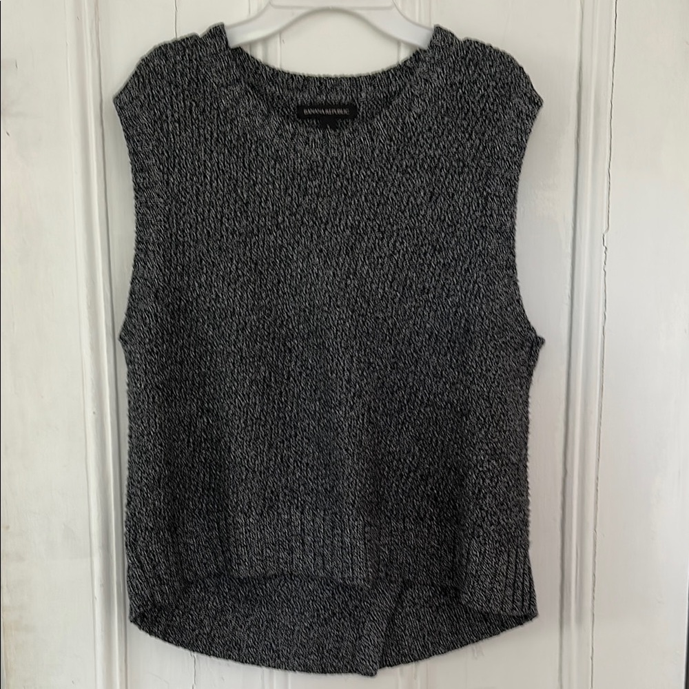 Banana Republic Black/white Marled Knit Vest